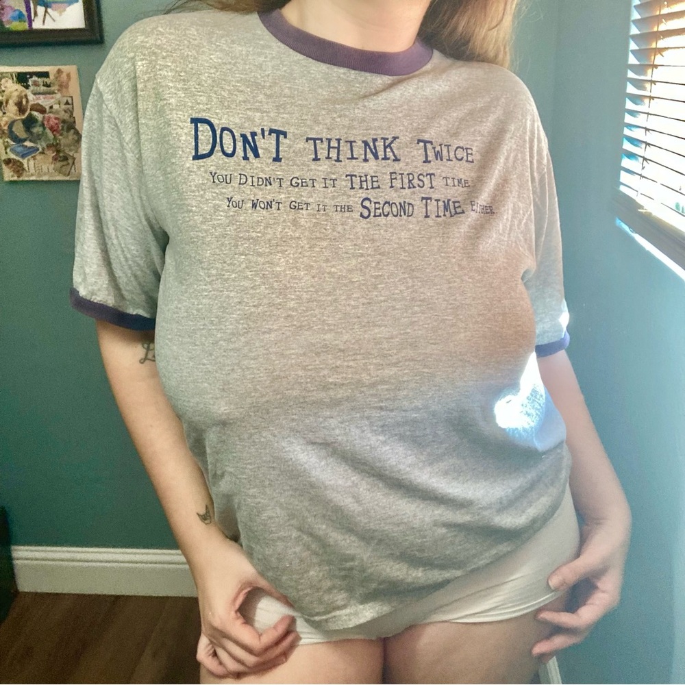 Vintage Men’s Funny Slogan 90s T-Shirt Size Large Oversized Ringer Tee